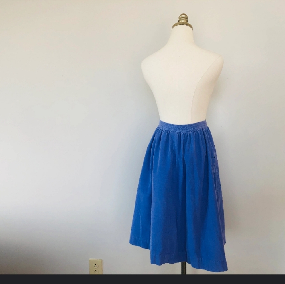 Allen Solly Blue Corduroy Midi Skirt Vintage